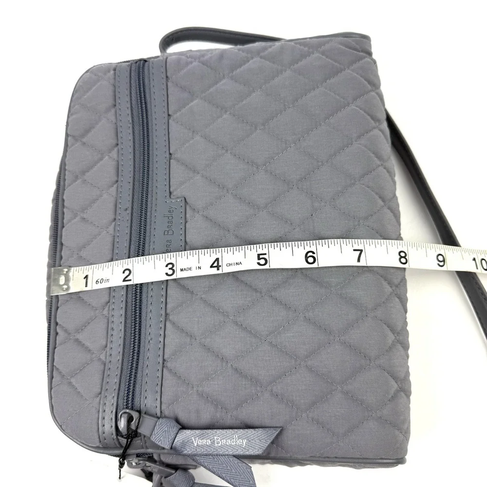 Vera Bradley Trimmed Crossbody Bag WITH‎ Wallet Carbon Gray Microfiber NWT
